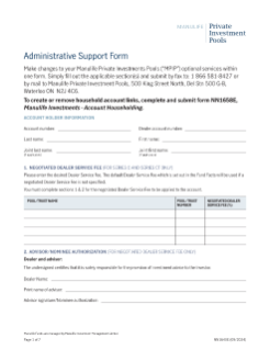 NN1640E - Manulife Private Investment Pools - Administrative Support Form