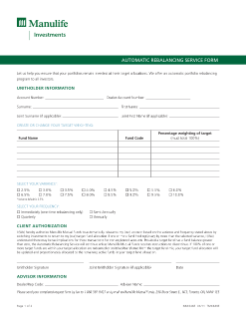 NN1646E - Automatic Rebalancing Service Form