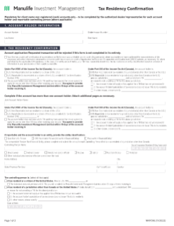 NN1709E - Manulife Investment Management Tax Residency Confirmation Form