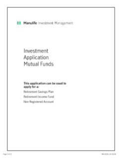 NN1520E - Mutual Funds Investment Application Form 