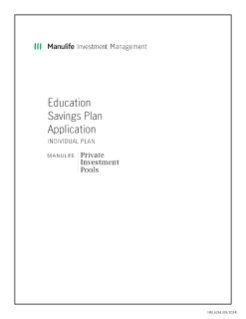 NN1626E - Manulife Private Investment Pools - Education Savings Plan Application (Individual Plan)