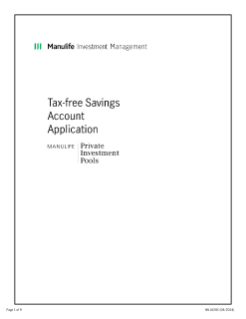 NN1628E - Manulife Private Investment Pools - Tax-free Savings Account Application