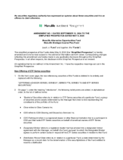 Manulife Alternative Mutual Funds Amendment No. 1