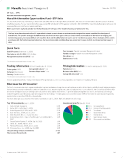 Manulife Alternative Opportunities Fund - ETF Units