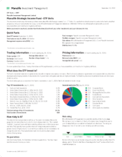 Manulife Strategic Income Fund - ETF Units