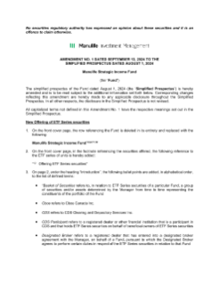 Simplified Prospectus Amendment No. 1