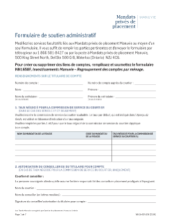 NN1640F - Mandats privés de placement Manuvie – Formulaire de soutien administratif