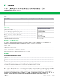 MK2557F - Formulaire d’autorisation de tarification de la Série Élite et de la Série Élite T pour les comptes « titulaires pour compte »