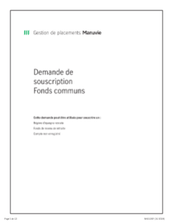 NN1520F - Formulaire de demande de souscription – Fonds communs de placement