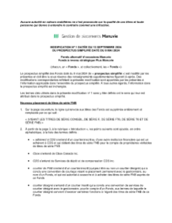 Fonds communs de placement alternatifs Manuvie Modification Nº 1