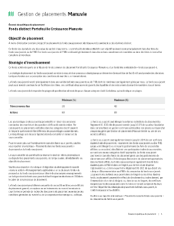 Fonds distinct Portefeuille Croissance Manuvie